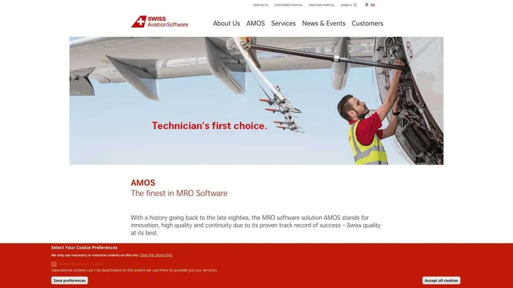 Swiss AviationSoftware website screenshot