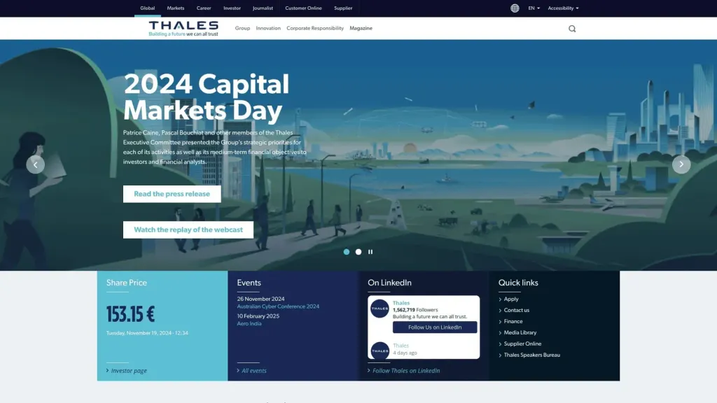 Sextant Avionique (Thales Group) website screenshot