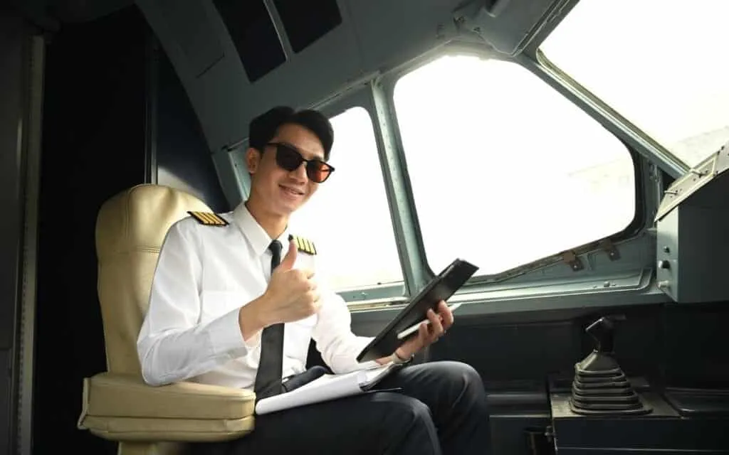 Airline captain in the cockpit