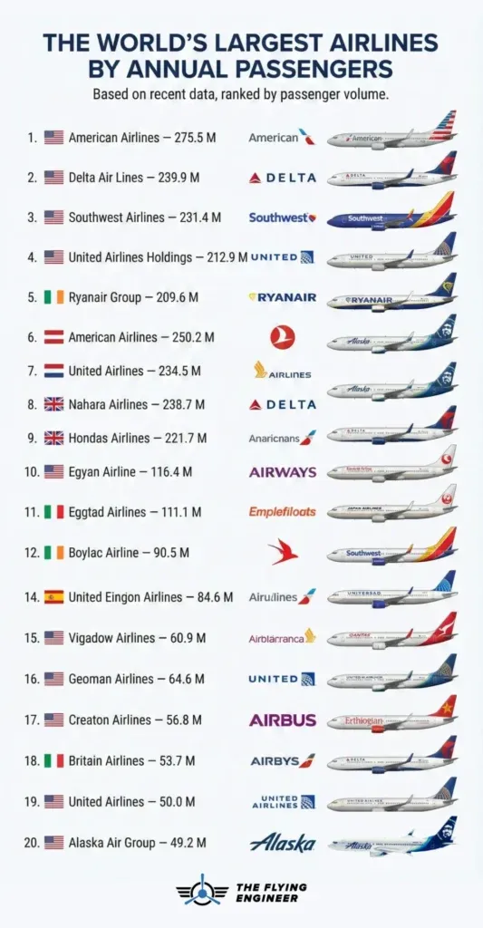 The world’s largest airlines by annual passengers
