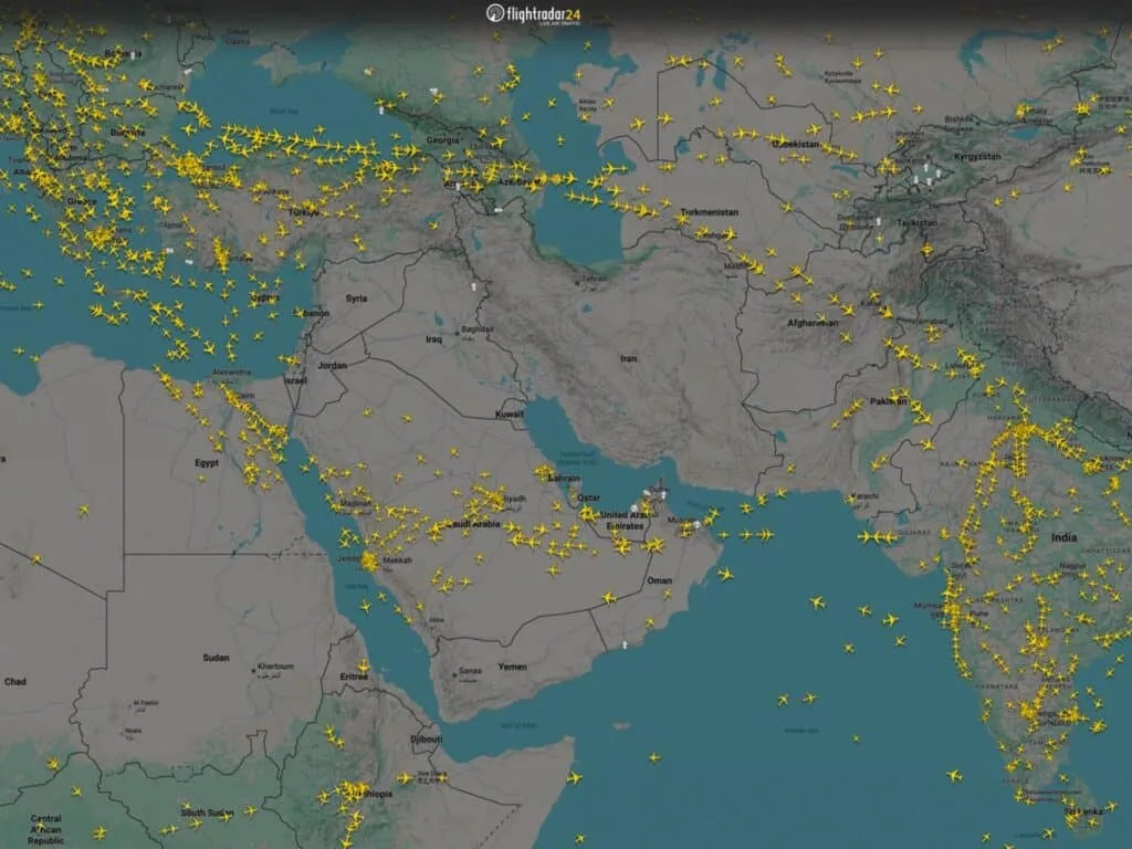 airline routes diverted around restricted airspace zones