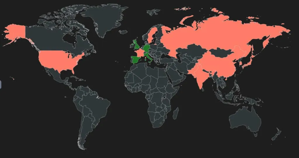 World map showing major aircraft manufacturing countries and production facilities