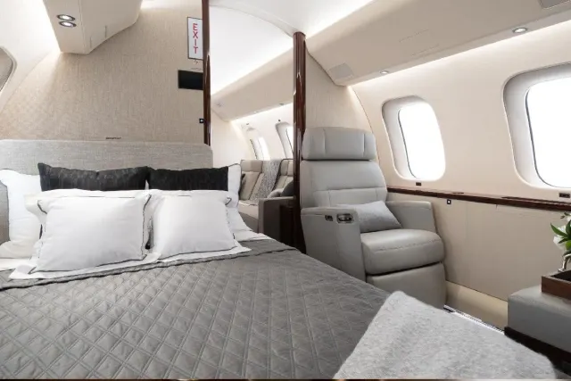 Private bedroom on a long-range jet