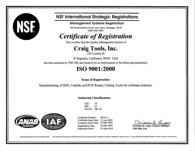 CRAIG TOOLS INTERNATIONAL LIMITED
