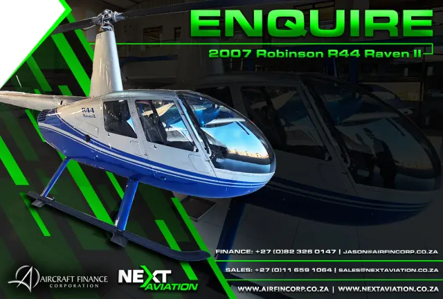 2007 Robinson R44 Raven II helicopter for sale, blue and silver