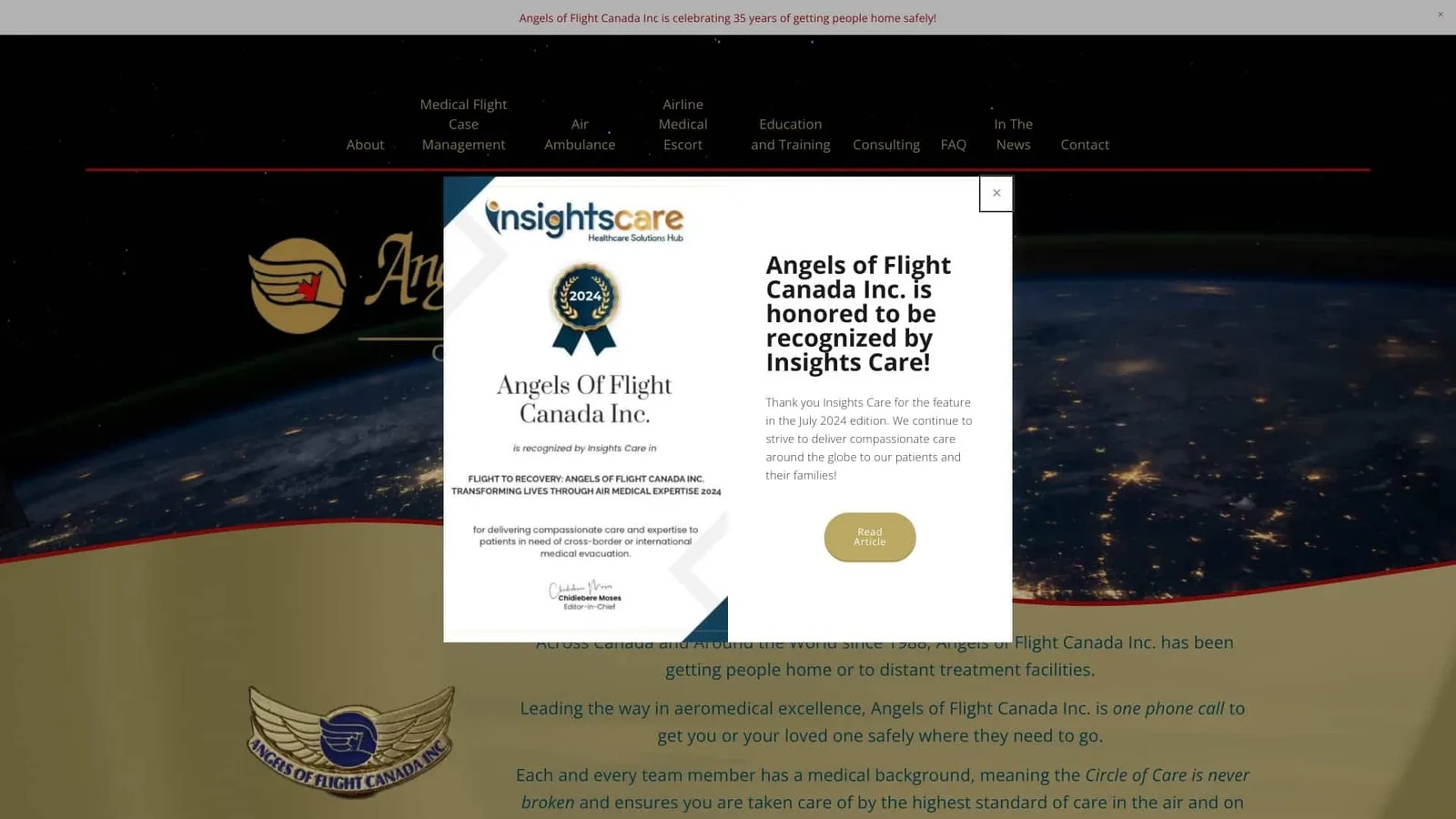 Air Ambulance Quotes From Angels Of Flight Canada Inc.