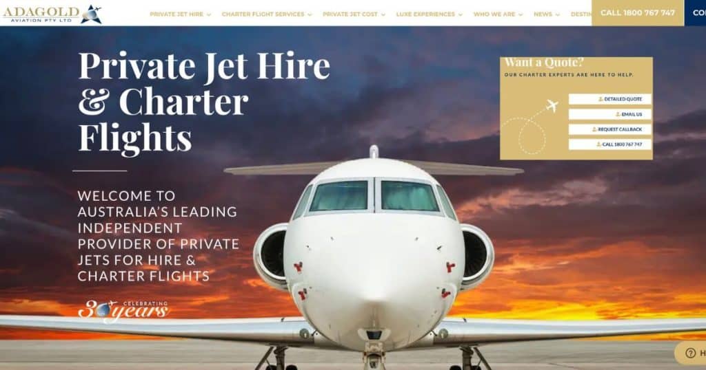 Adagold Aviation - One of the best Private Jet Companies in Sydney