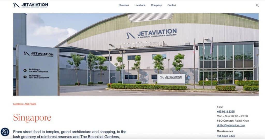 8 Best Private Jet Companies in Singapore: Luxury Travel in Southeast Asia (2025) 7 Jet Aviation Singapore website Banner