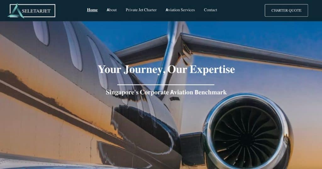 8 Best Private Jet Companies in Singapore: Luxury Travel in Southeast Asia (2025) 4 Seletar Jet Charter website banner