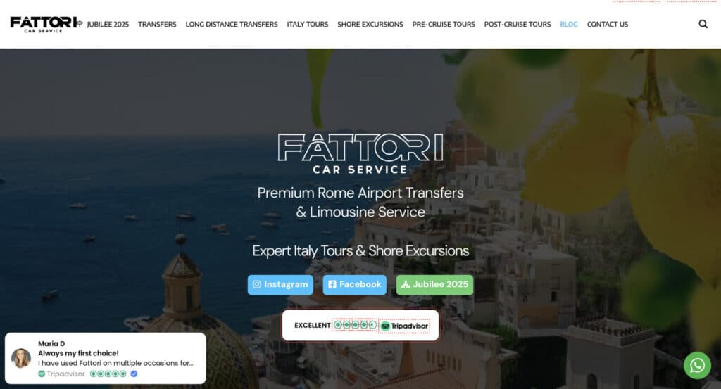Rome VIP Airport Transfers & Chauffeur Services for Ciampino Arrivals 3 Fattori Car Service