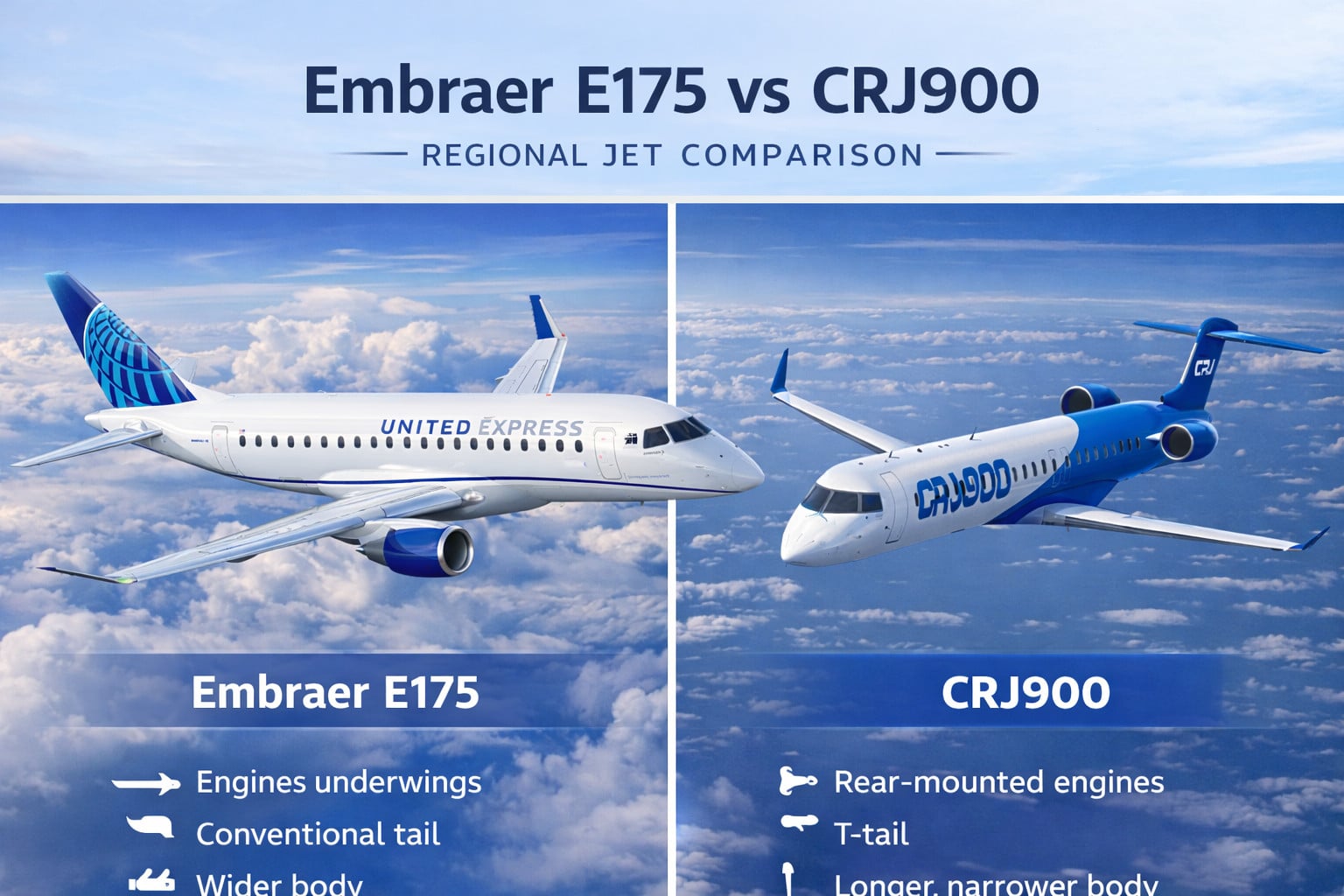 Embraer E175 vs CRJ900: Regional Jet Comparison