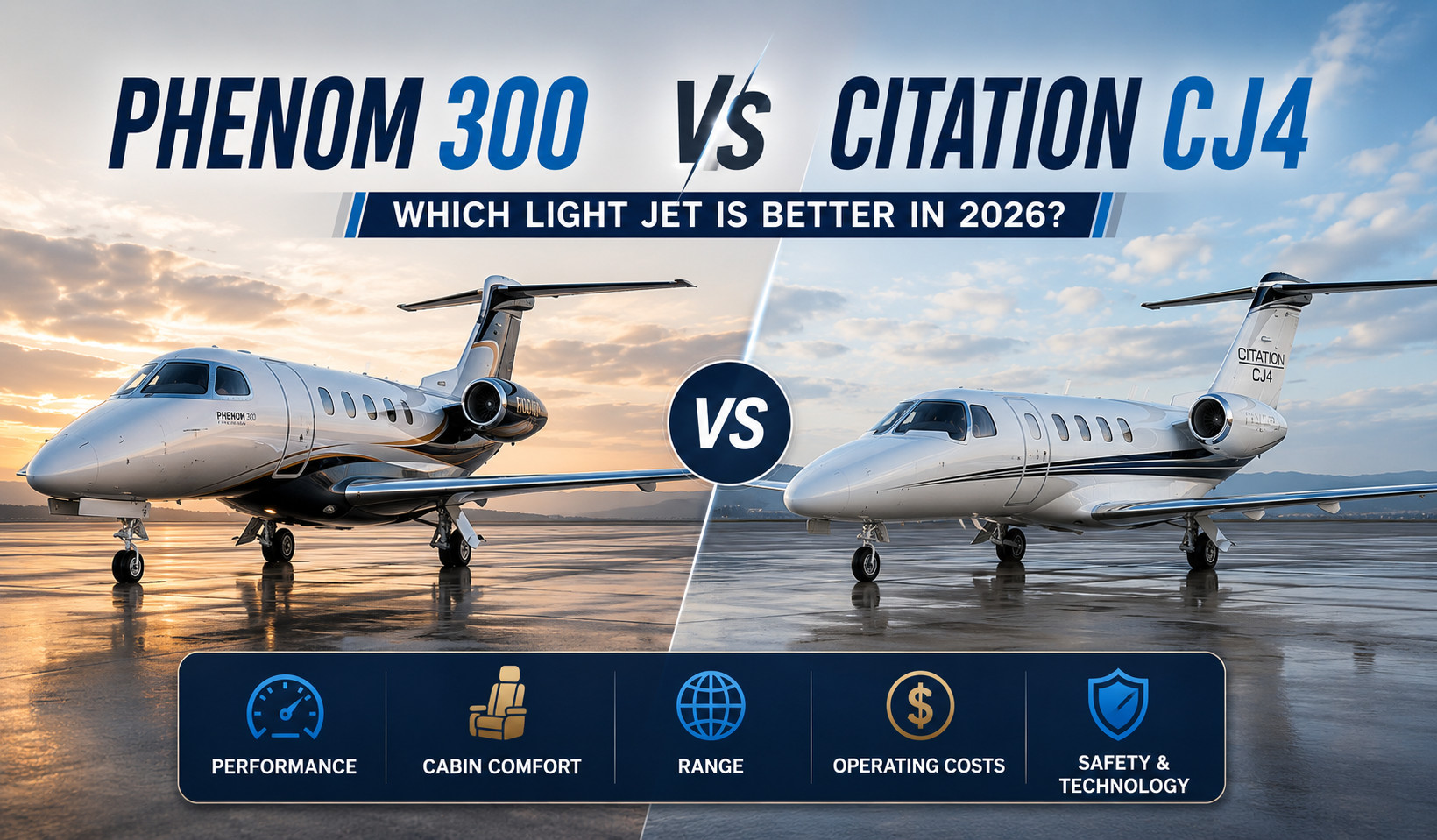Phenom 300 vs Citation CJ4: Which Light Jet Is Better in 2026?